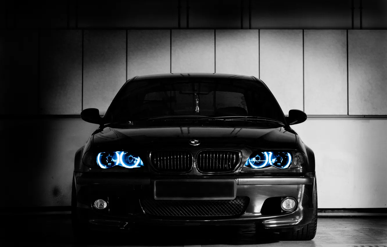 Photo wallpaper light, blue, black, lights, BMW