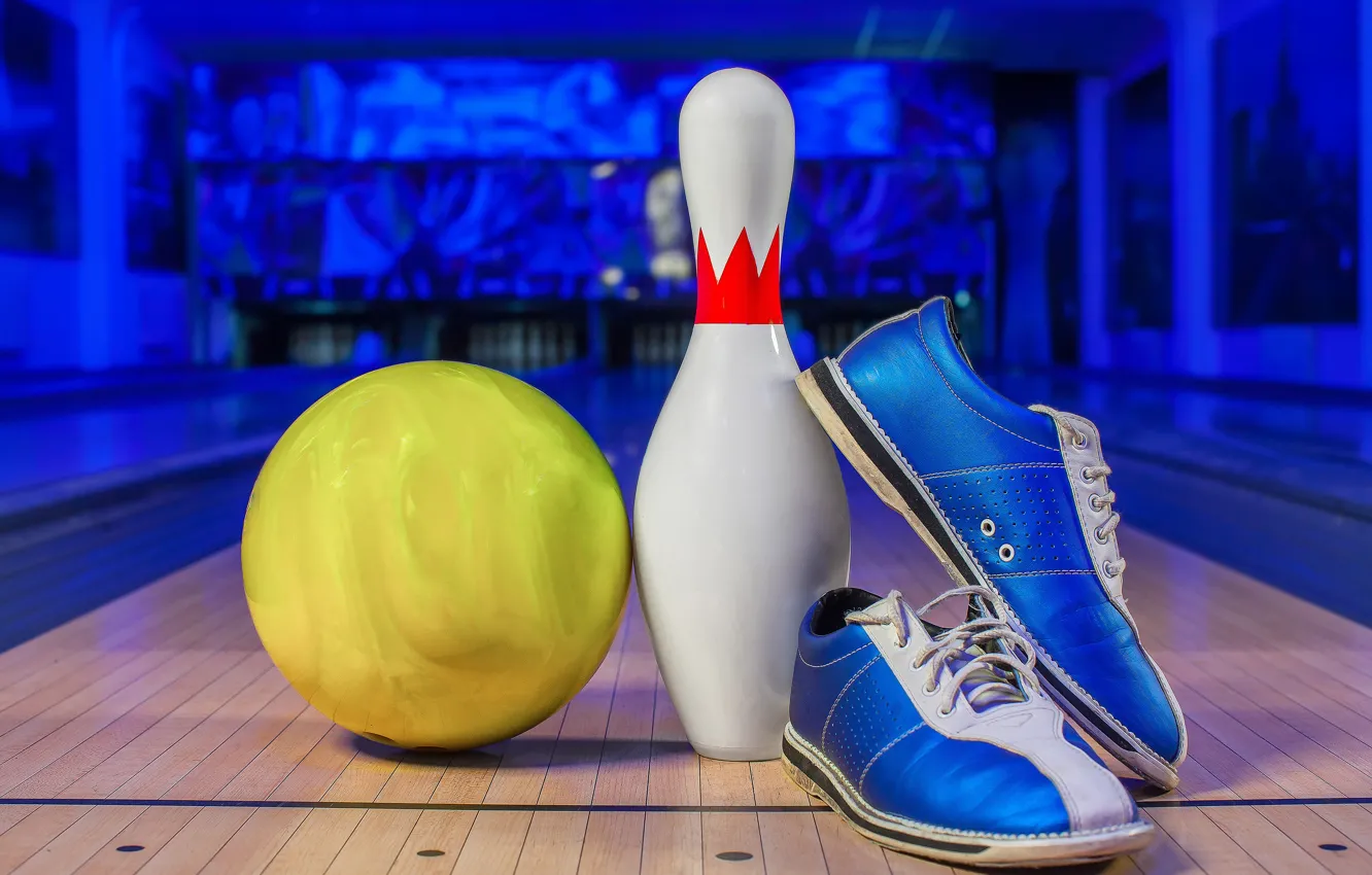 Photo wallpaper balls, sneakers, skittles, bowling