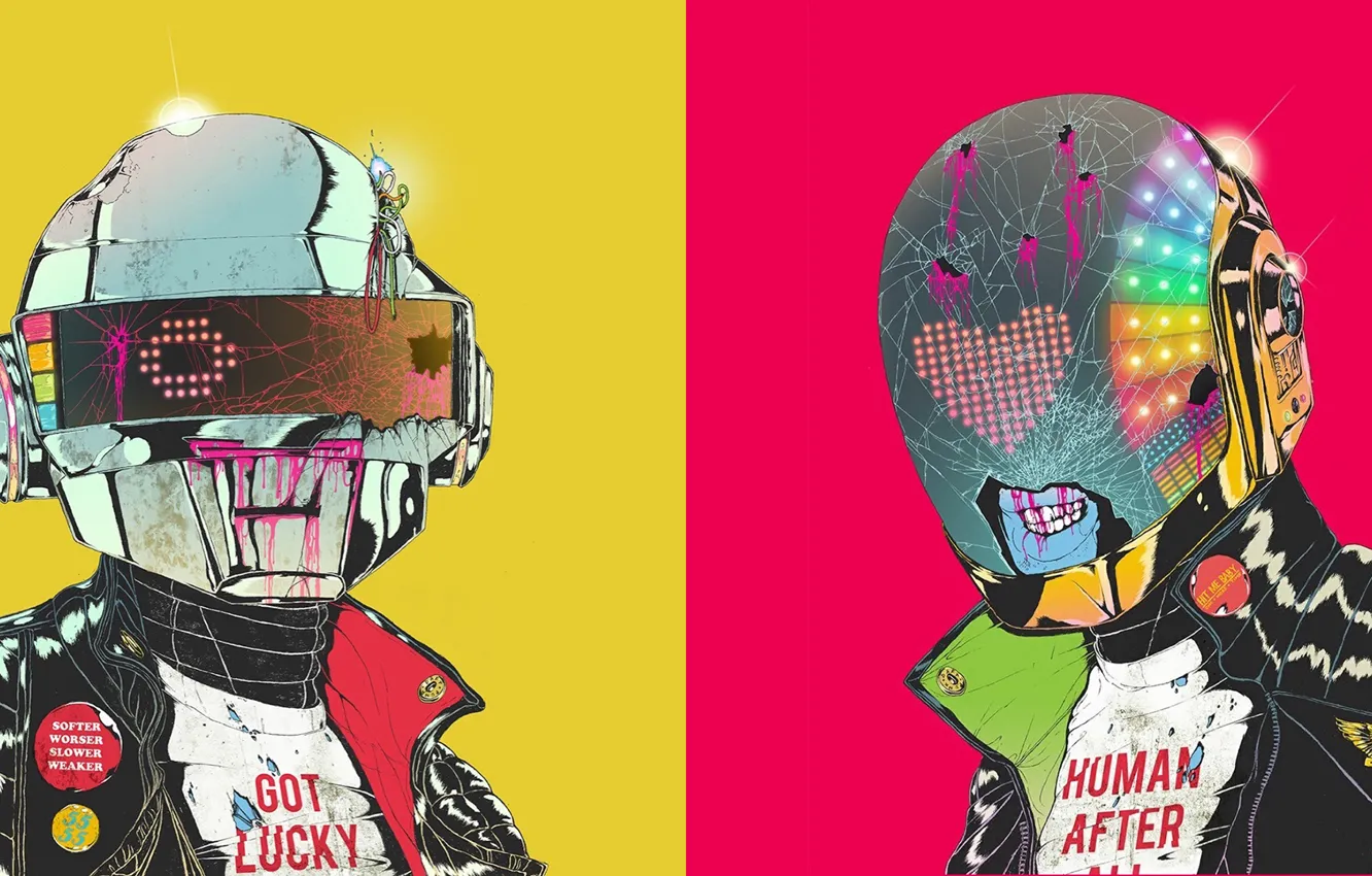 Photo wallpaper color, zombies, Daft Punk, hats, Daft Punk