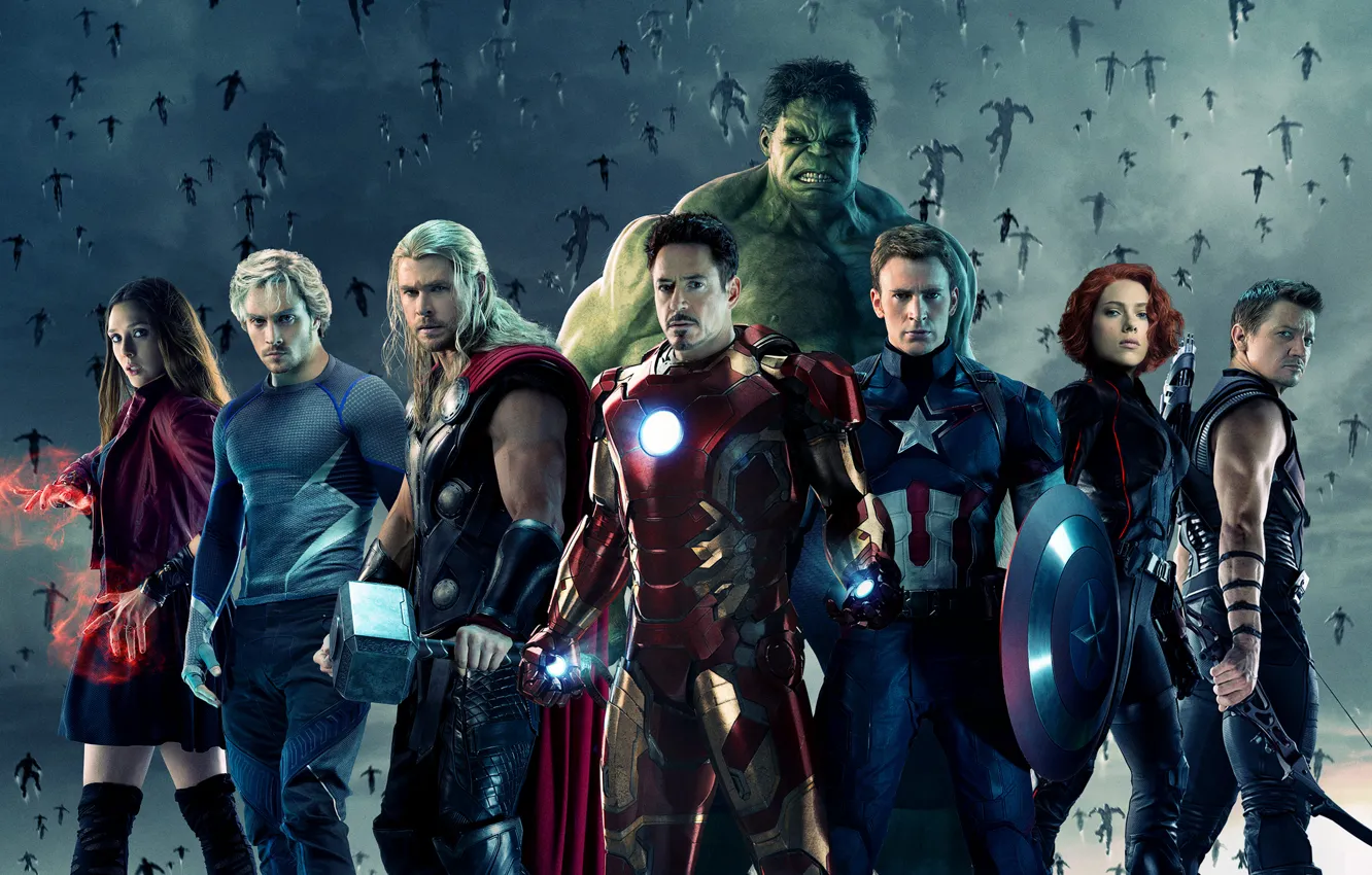 Photo wallpaper Scarlett Johansson, Heroes, Hulk, Girls, Iron Man, The, Captain America, Team