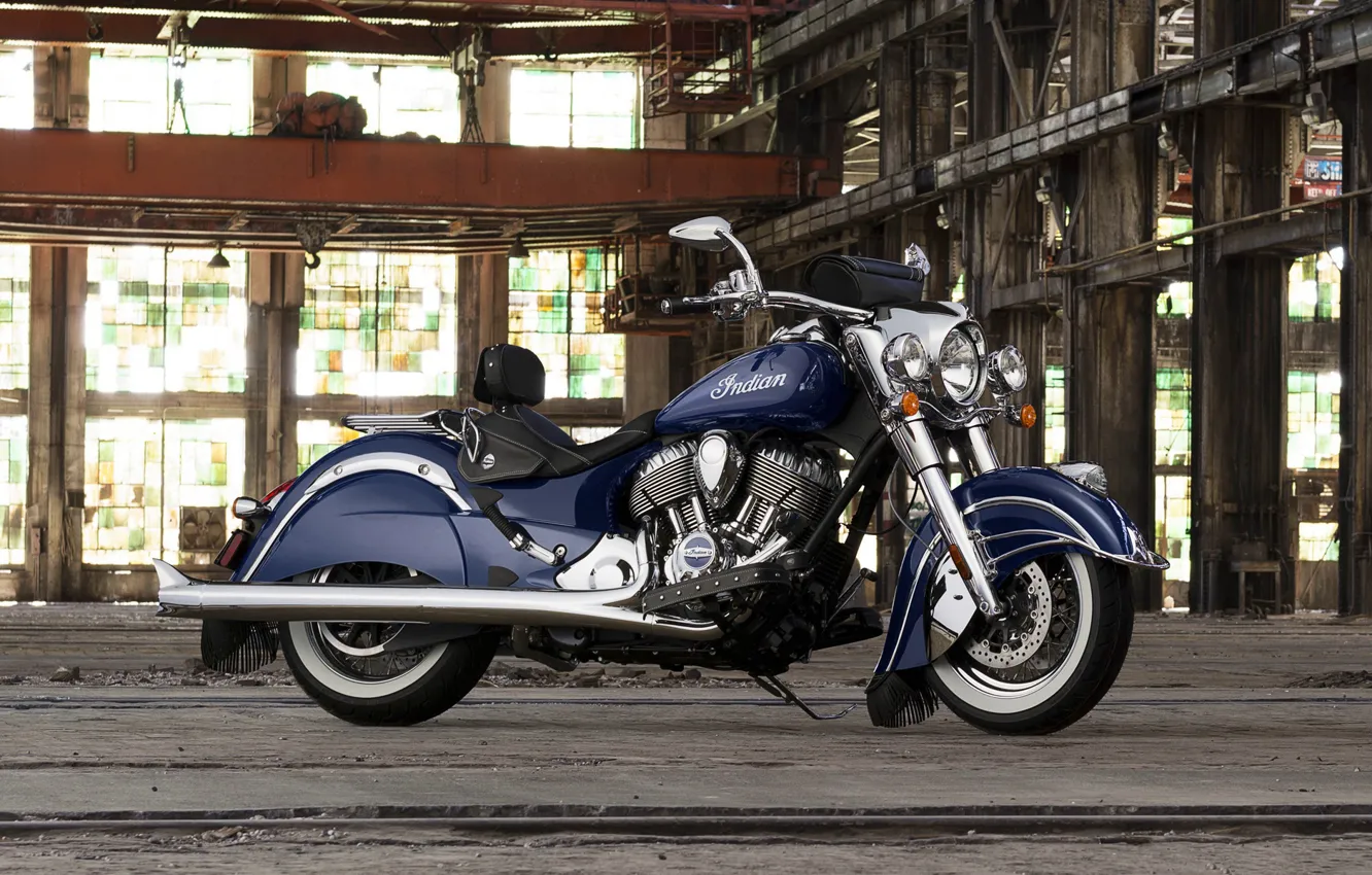 Photo wallpaper Classic, Blue, Indian, Motorcycle, Chief