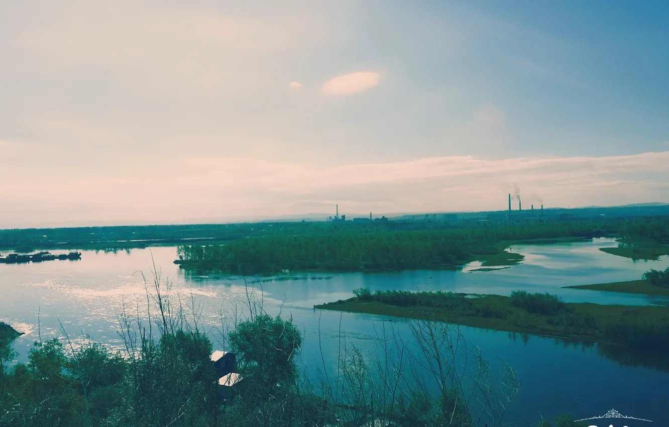 Photo wallpaper landscape, the Yenisei river, Krasnoyarsk Krai