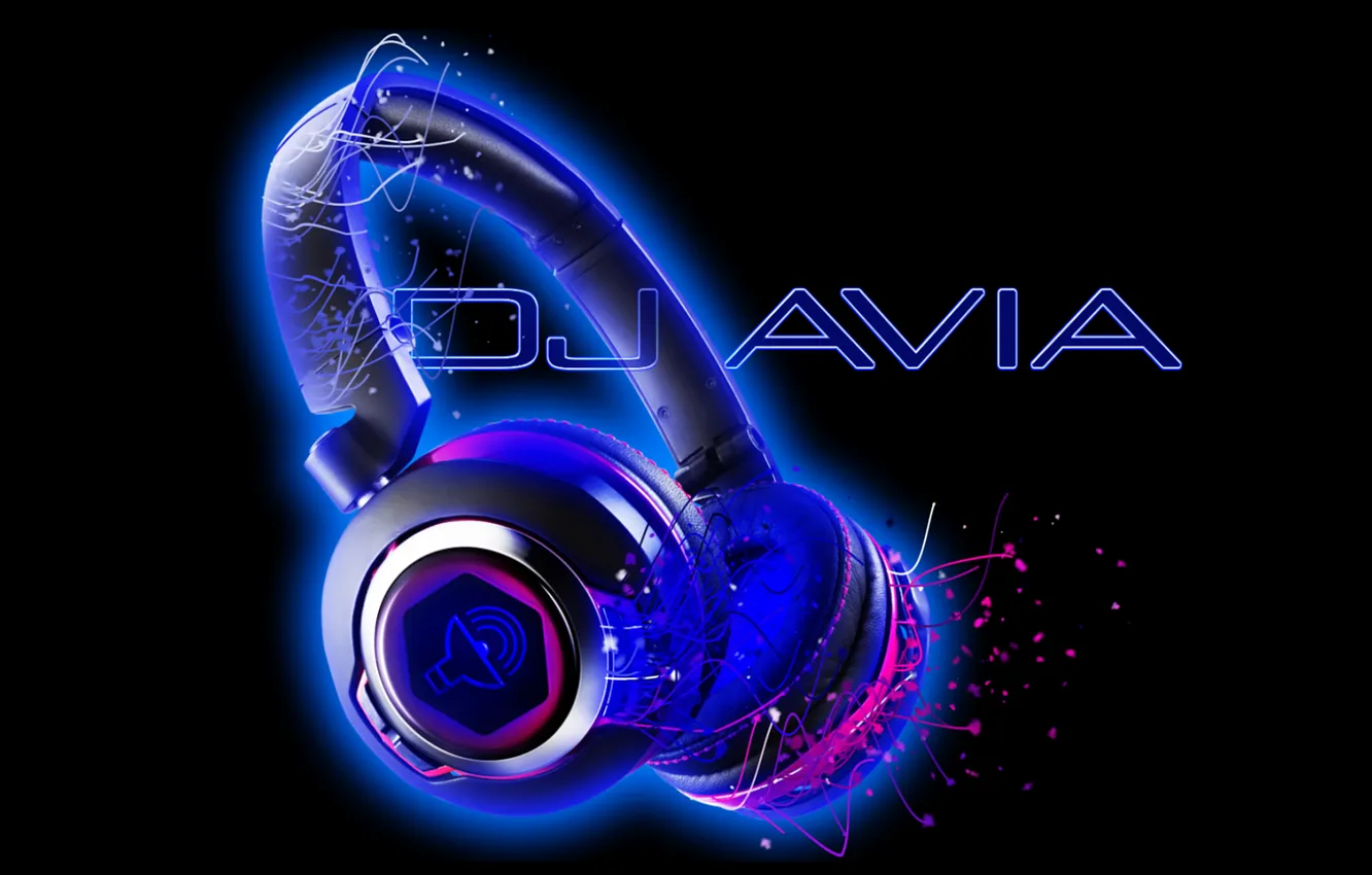 Photo wallpaper headphones, Music, the background on the desktop, Particle, DJ AVIA