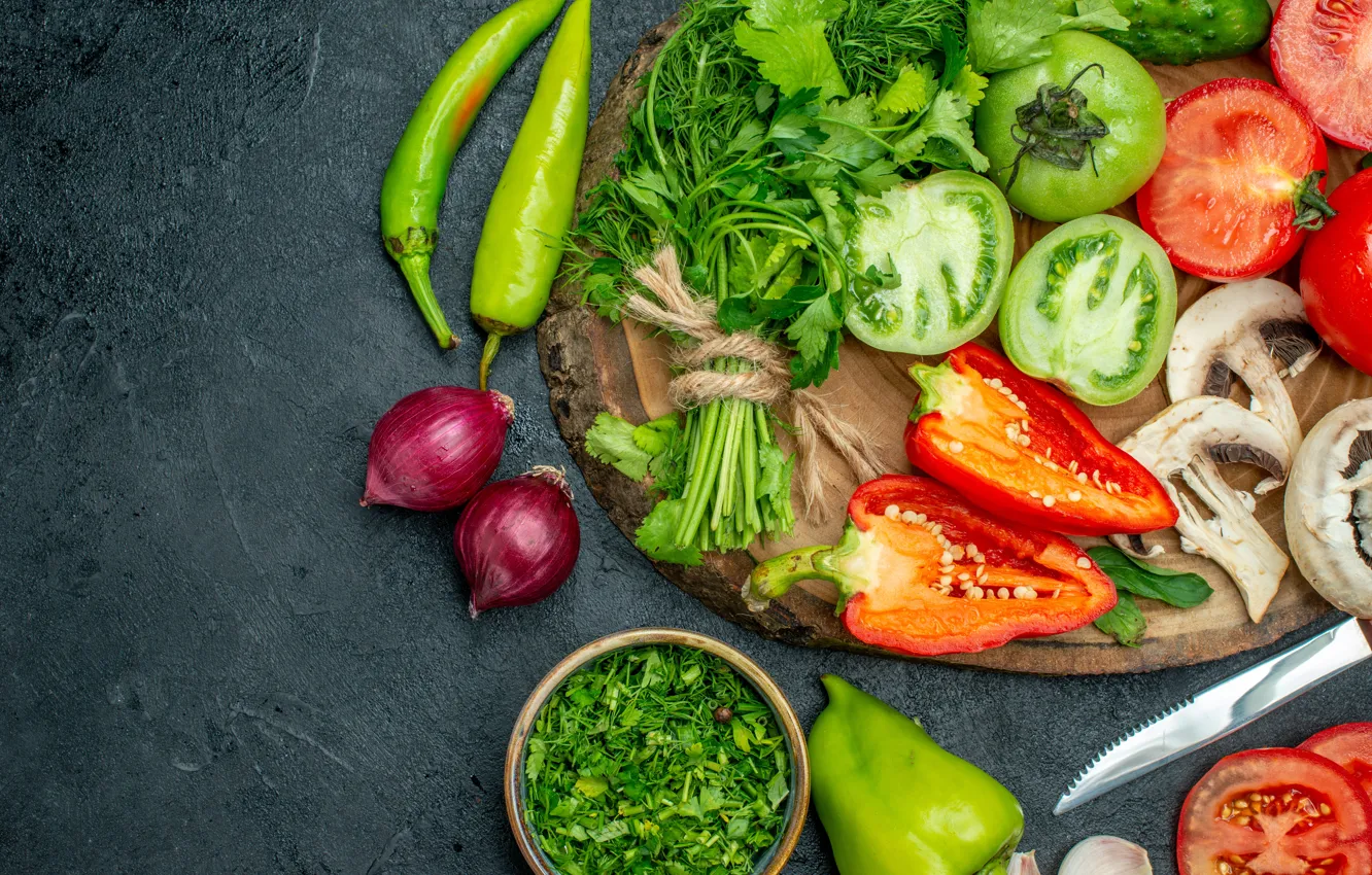 Photo wallpaper greens, pepper, vegetables