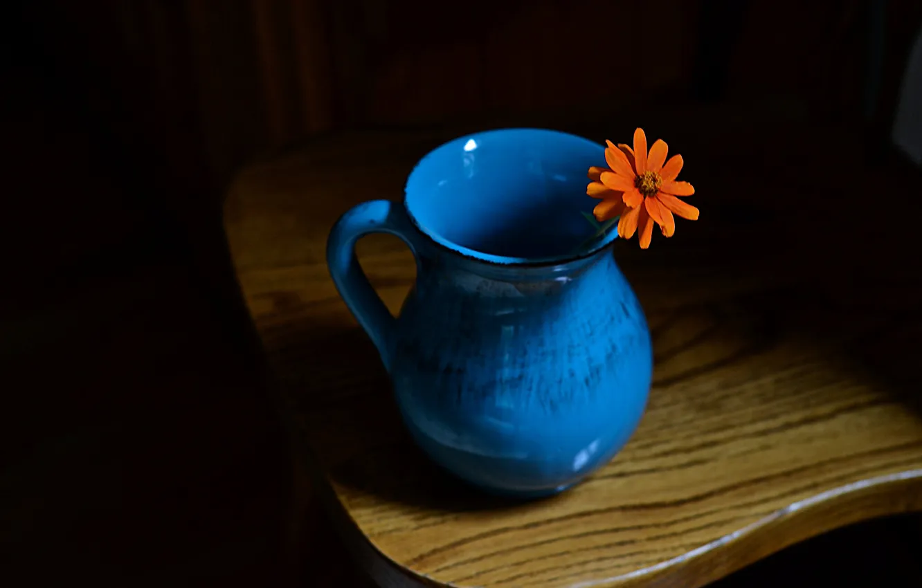 Photo wallpaper flowers, chair, pitcher