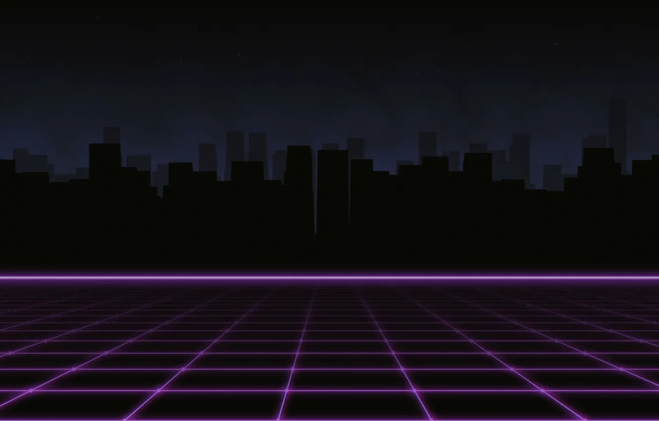 Photo wallpaper Music, The city, Silhouette, Background, 80s, Neon, 80's, Synth