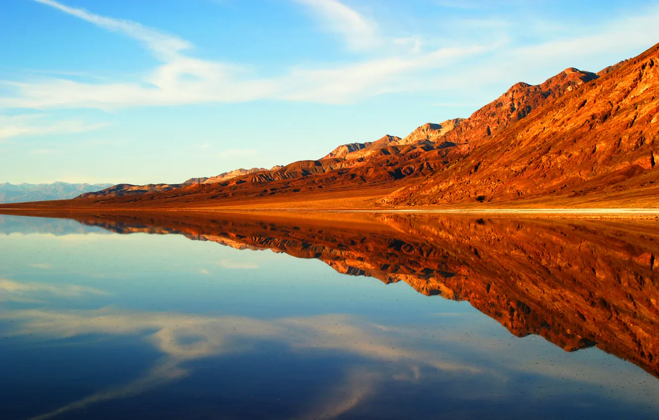 Photo wallpaper the sky, clouds, mountains, lake