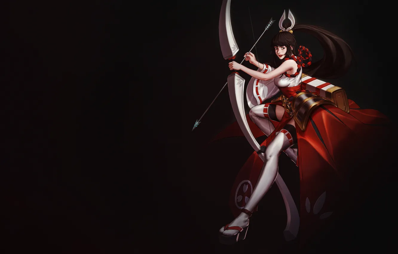 Photo wallpaper girl, dress, style, art, background, bow, Arrow, Minimalism