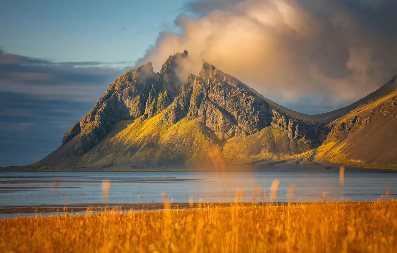 Photo wallpaper clouds, landscape, mountains, nature, rocks, Iceland, Alexey Kretov
