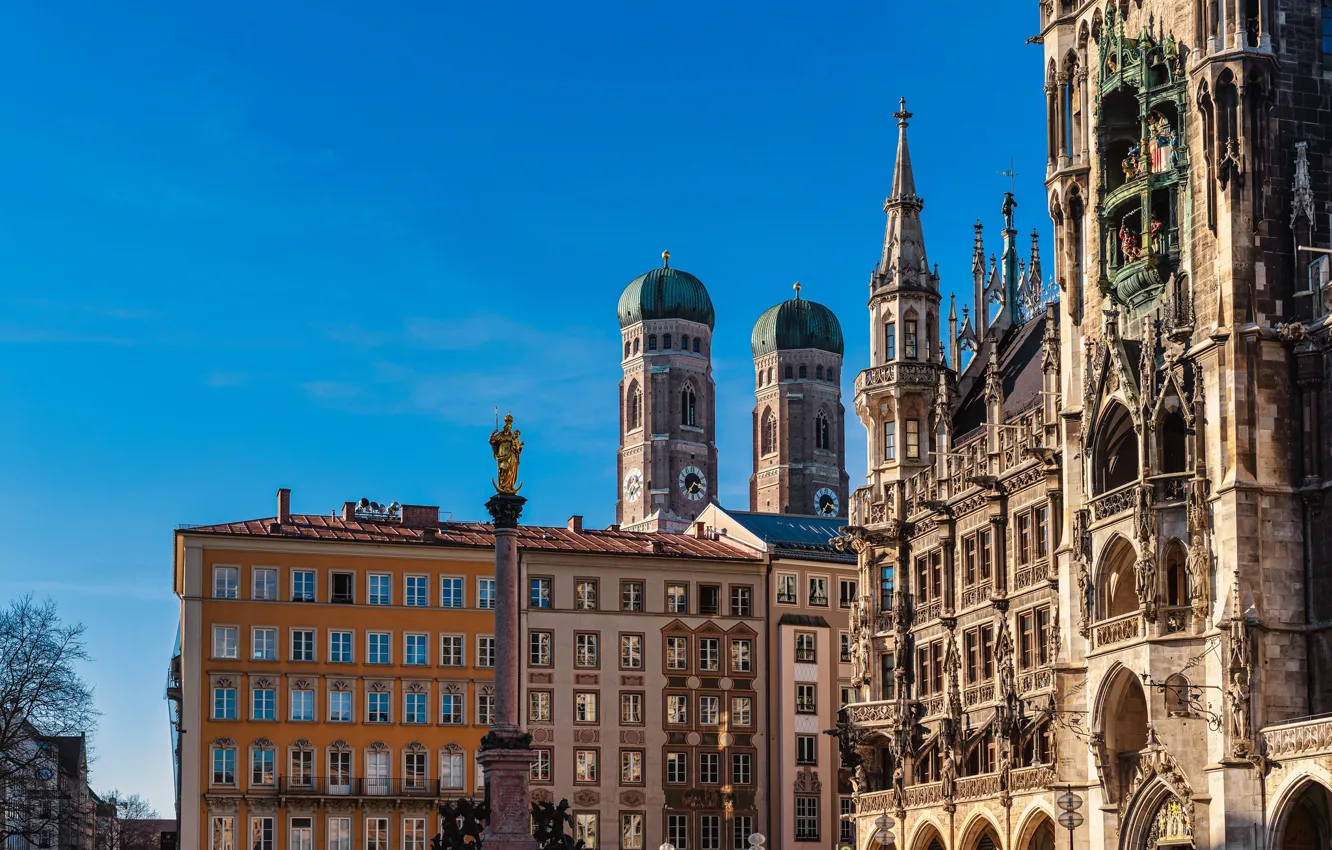 Photo wallpaper building, home, Germany, Munich, Germany, town hall, Marienplatz, Munich