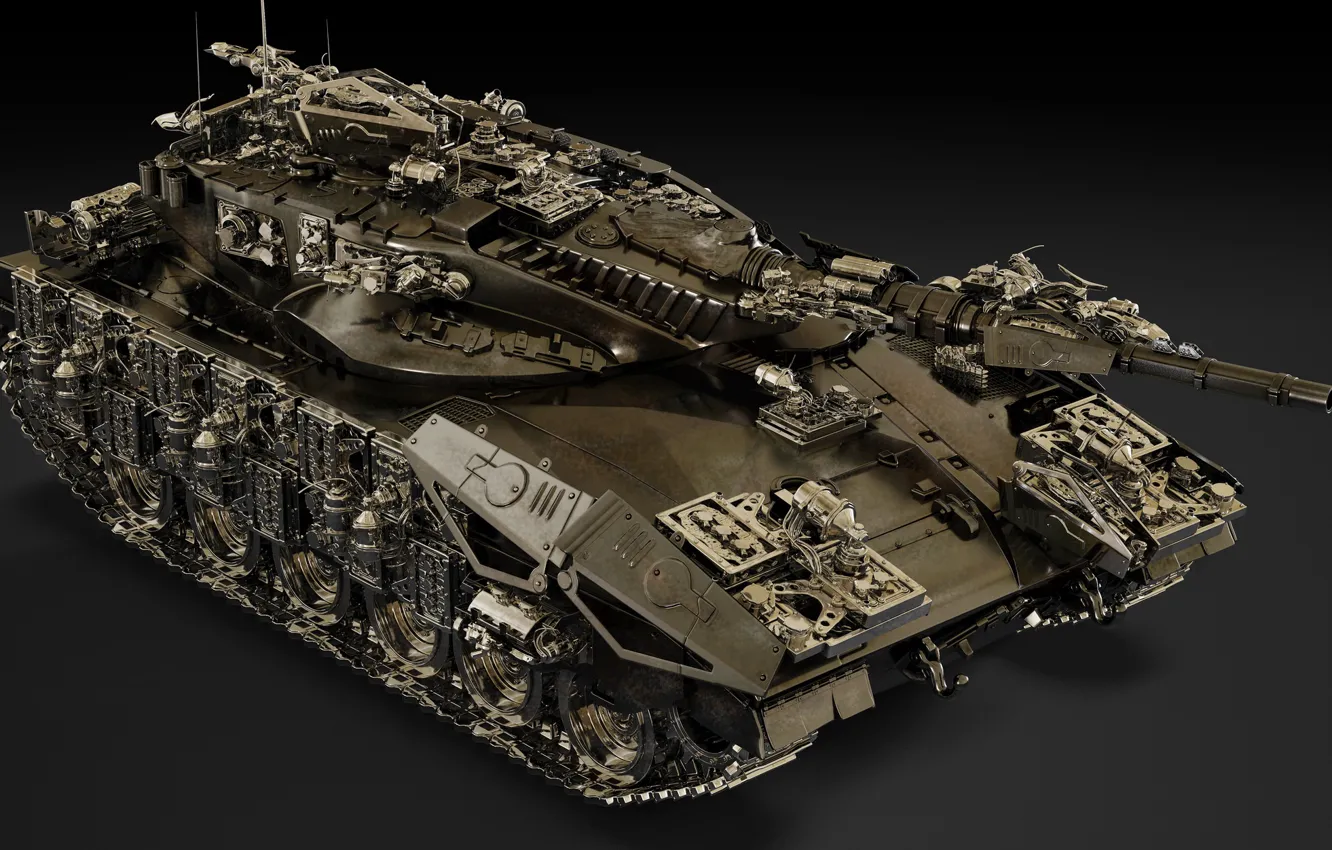 Photo wallpaper metal, design, tank, details