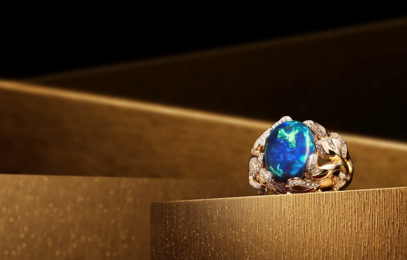 Photo wallpaper decoration, stones, gold, ring