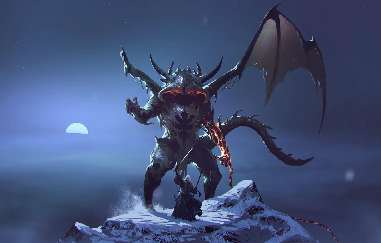 Photo wallpaper fiction, the moon, figure, monster, the demon, the Lord of the rings, art, MAG