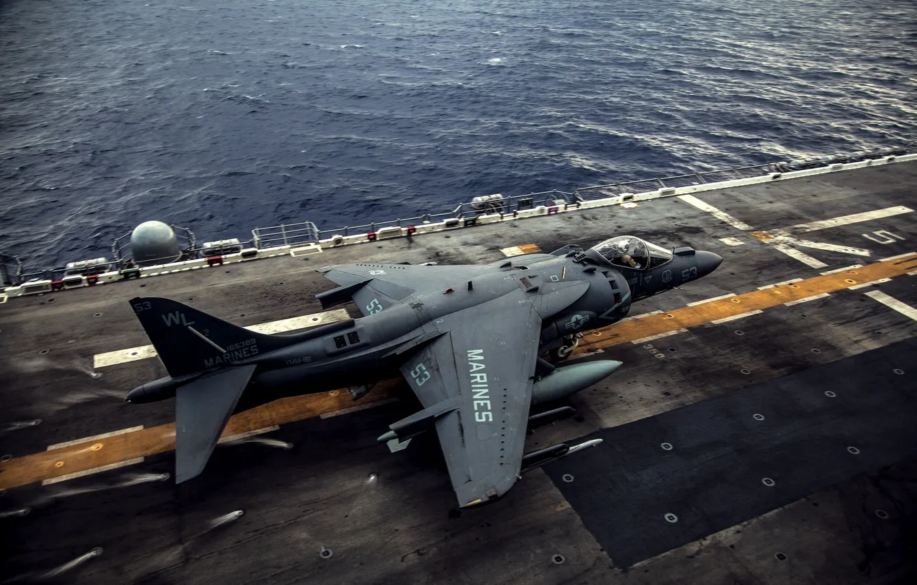 Photo wallpaper deck, attack, Harrier II, AV-8B, "Harrier" II