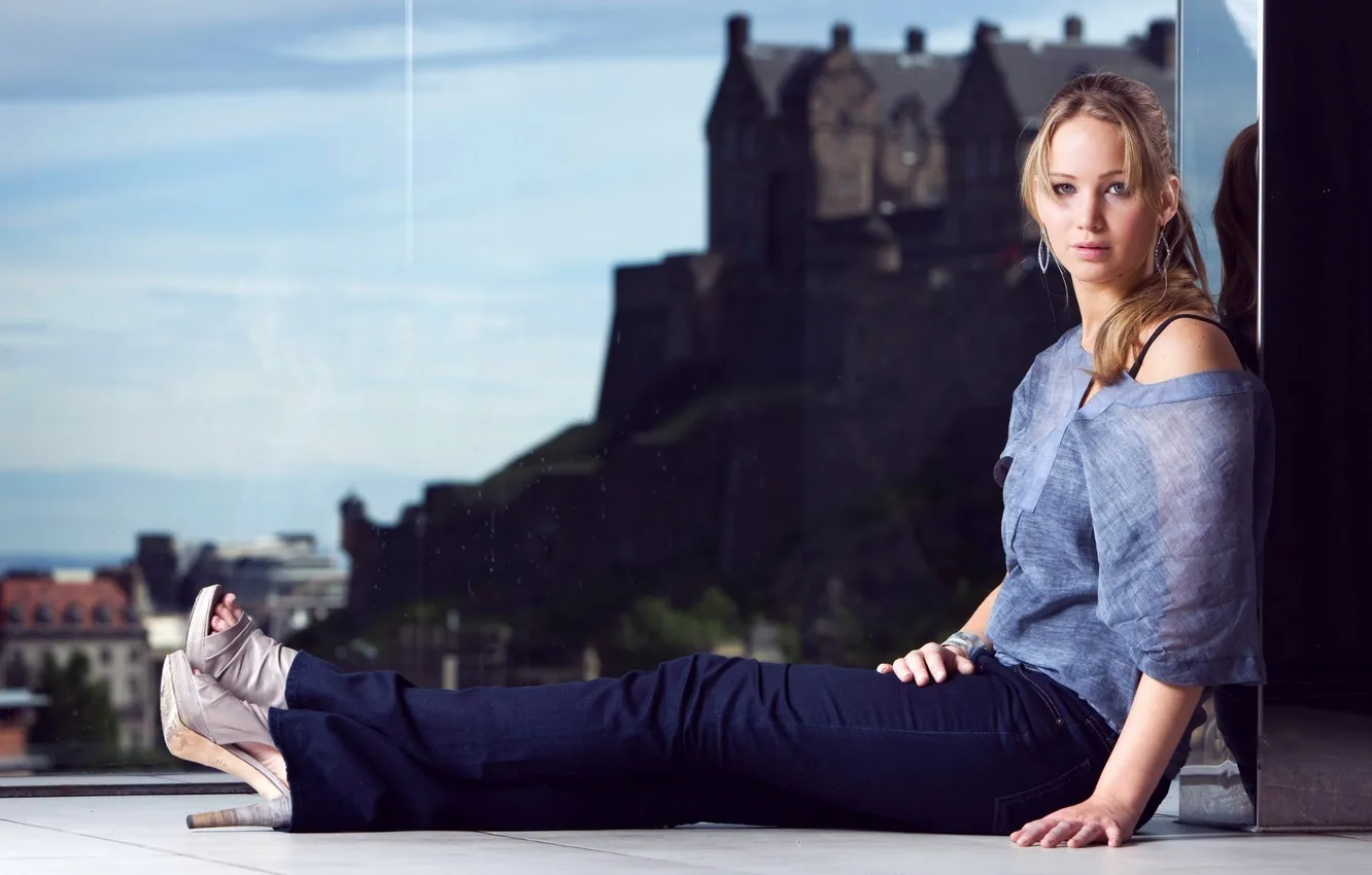 Photo wallpaper glass, actress, Jennifer Lawrence, the hunger games.