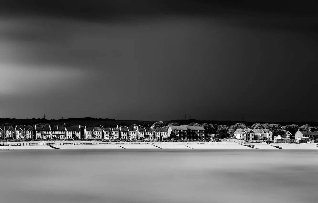 Photo wallpaper sea, night, shore, home