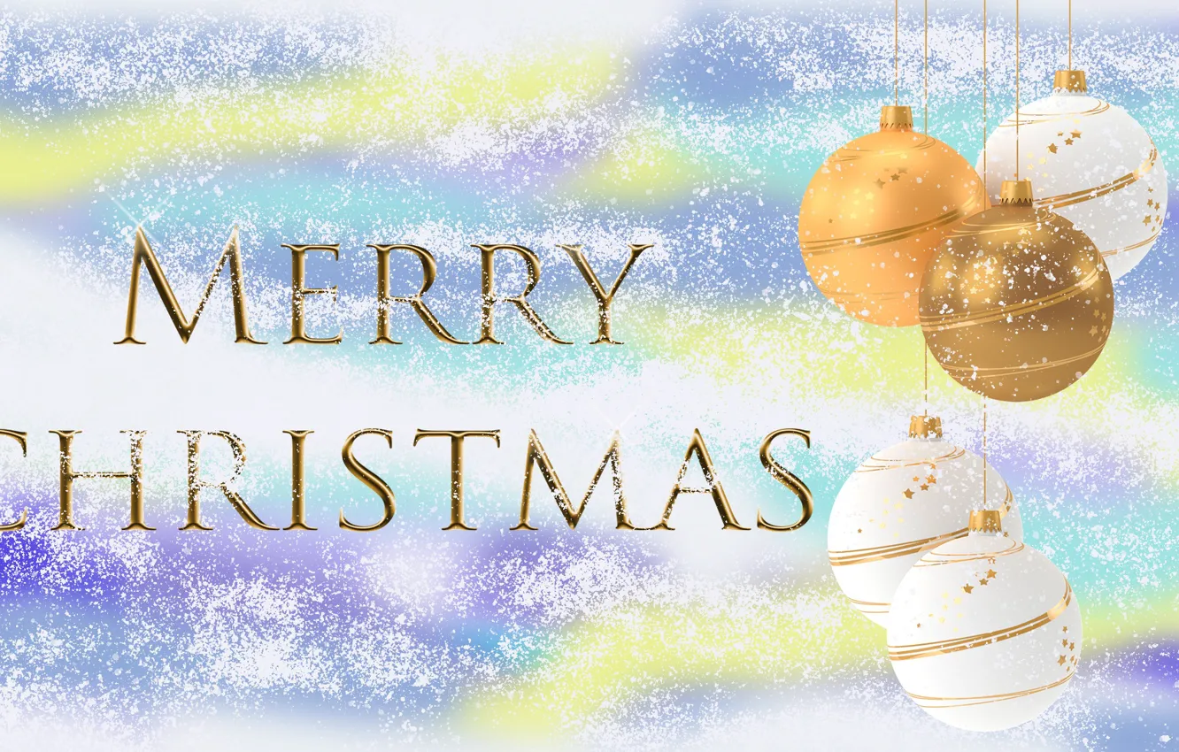 Photo wallpaper Graphics, Snow, Congratulations, Bombki