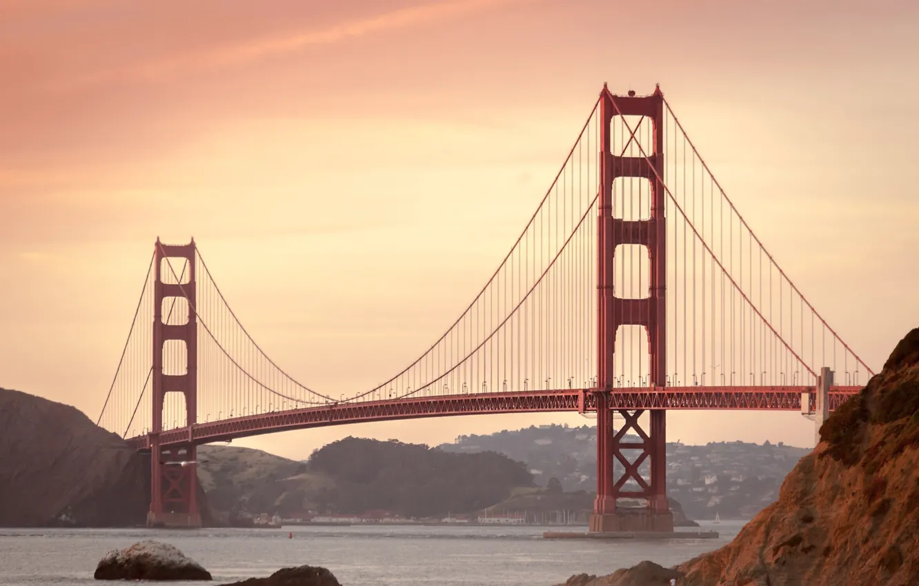 Photo wallpaper San Francisco, sea, ocean, bridge, landmark, sanfrancisco, the Golden gate bridge