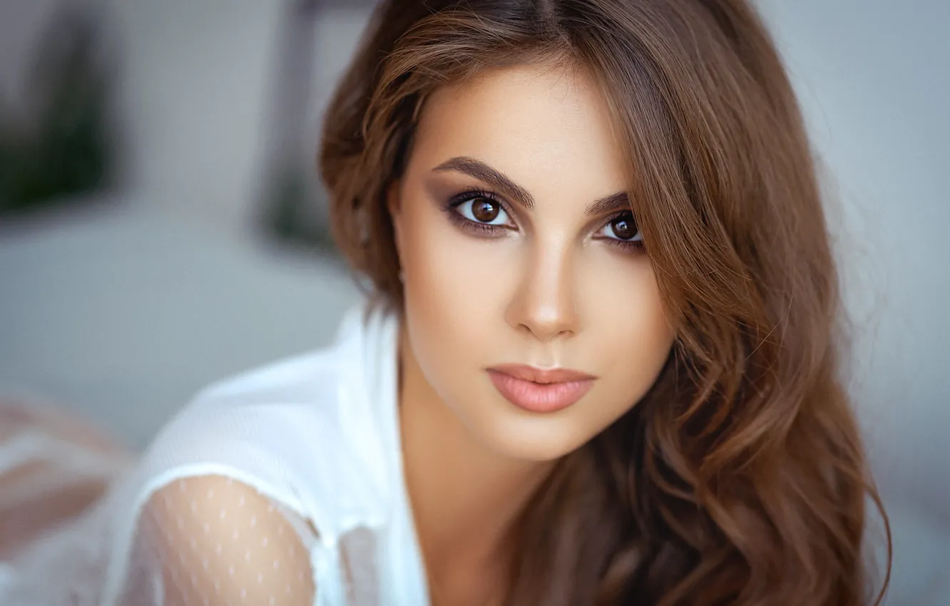 Photo wallpaper look, girl, face, hair, portrait, Sergey Gokk