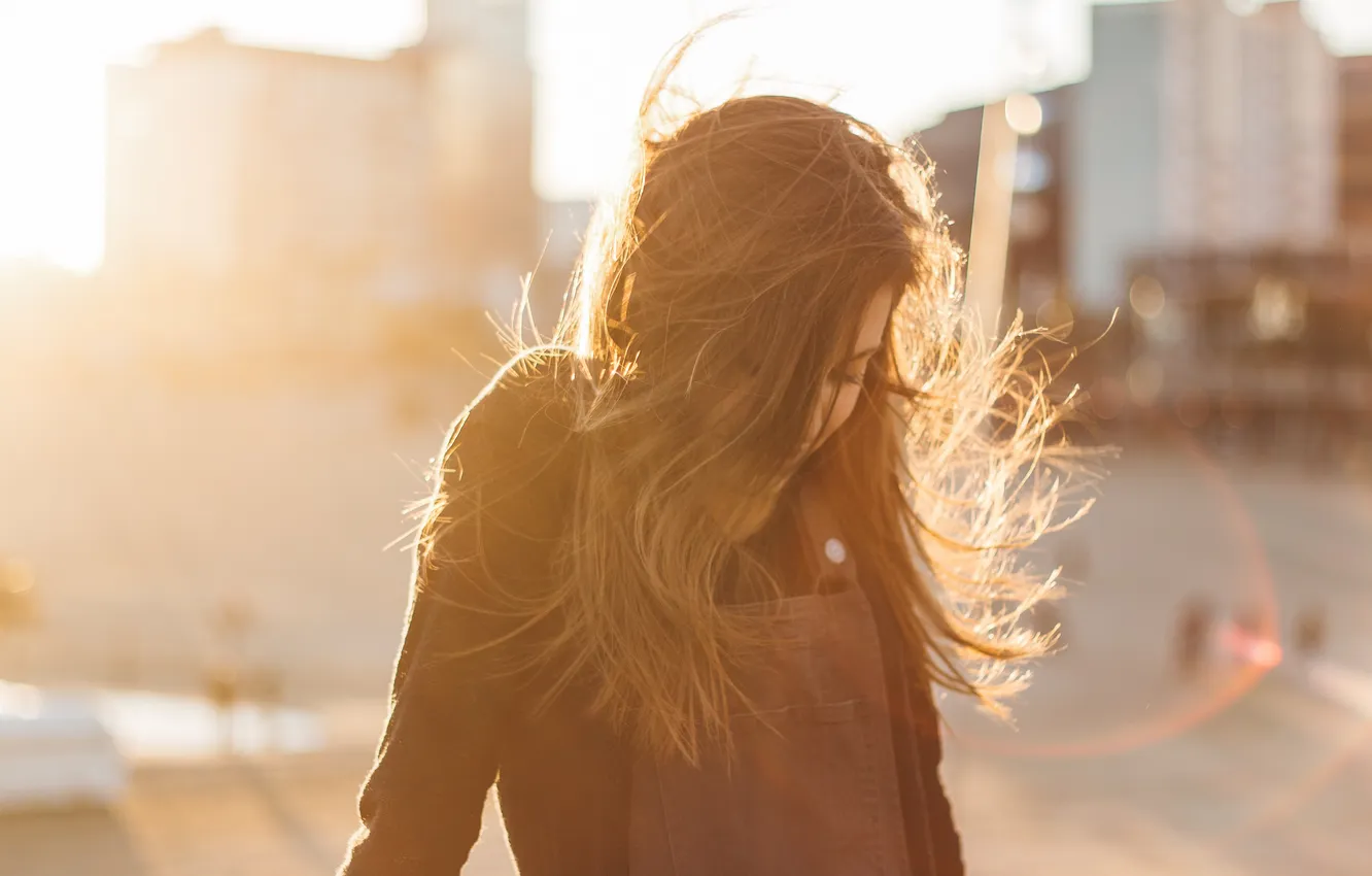 Photo wallpaper girl, hair, brunette