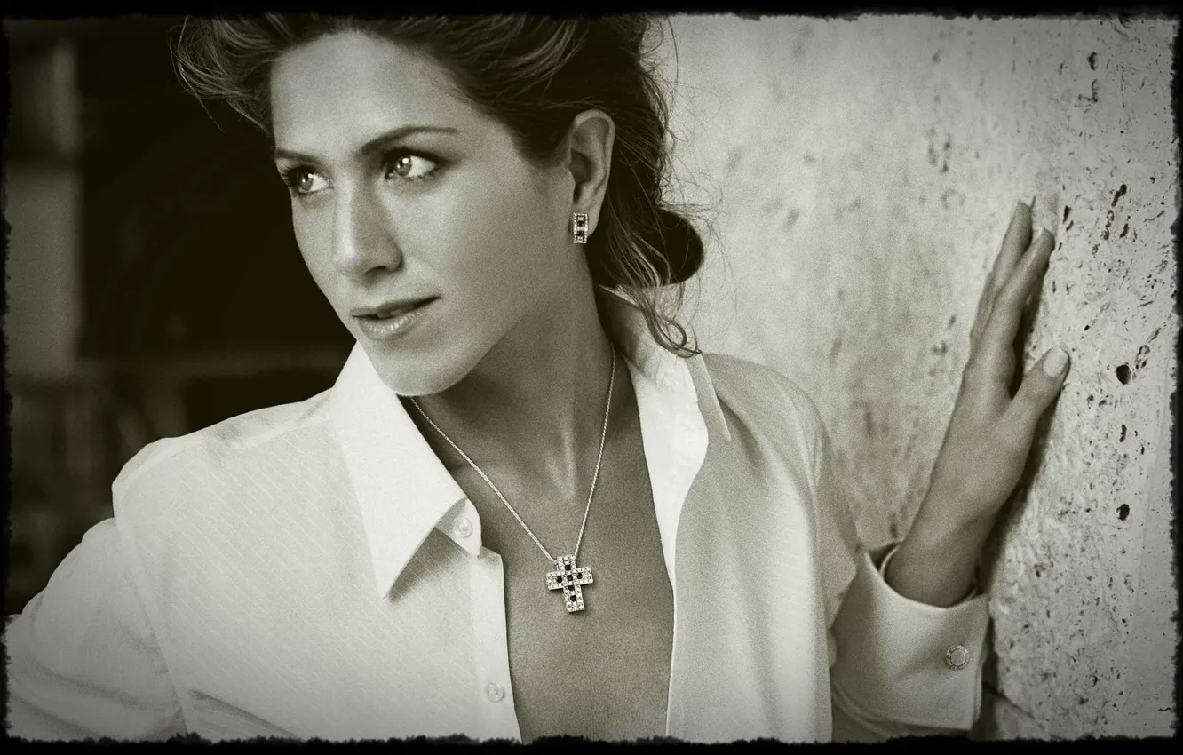 Photo wallpaper decoration, black and white, Jennifer, Aniston