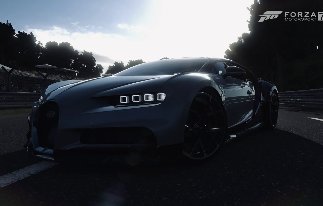 Photo wallpaper car, HDR, Bugatti, sunshine, sun, UHD, Chiron, Forza Motorsport 7