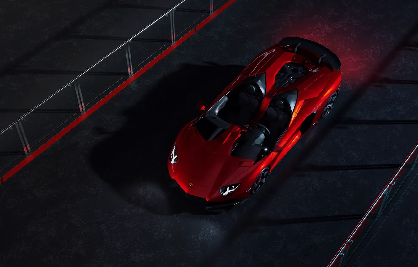 Photo wallpaper Lamborghini, Red, Front, Supercar, Aventador J