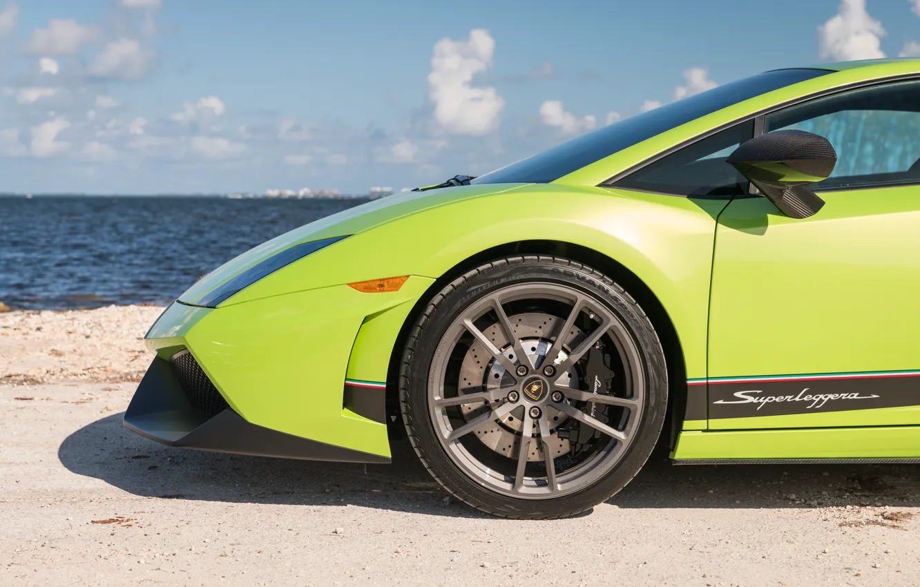 Photo wallpaper Lamborghini, wheel, Gallardo, side view, Lamborghini, Lamborghini Gallardo LP 570-4 SuperLeggera