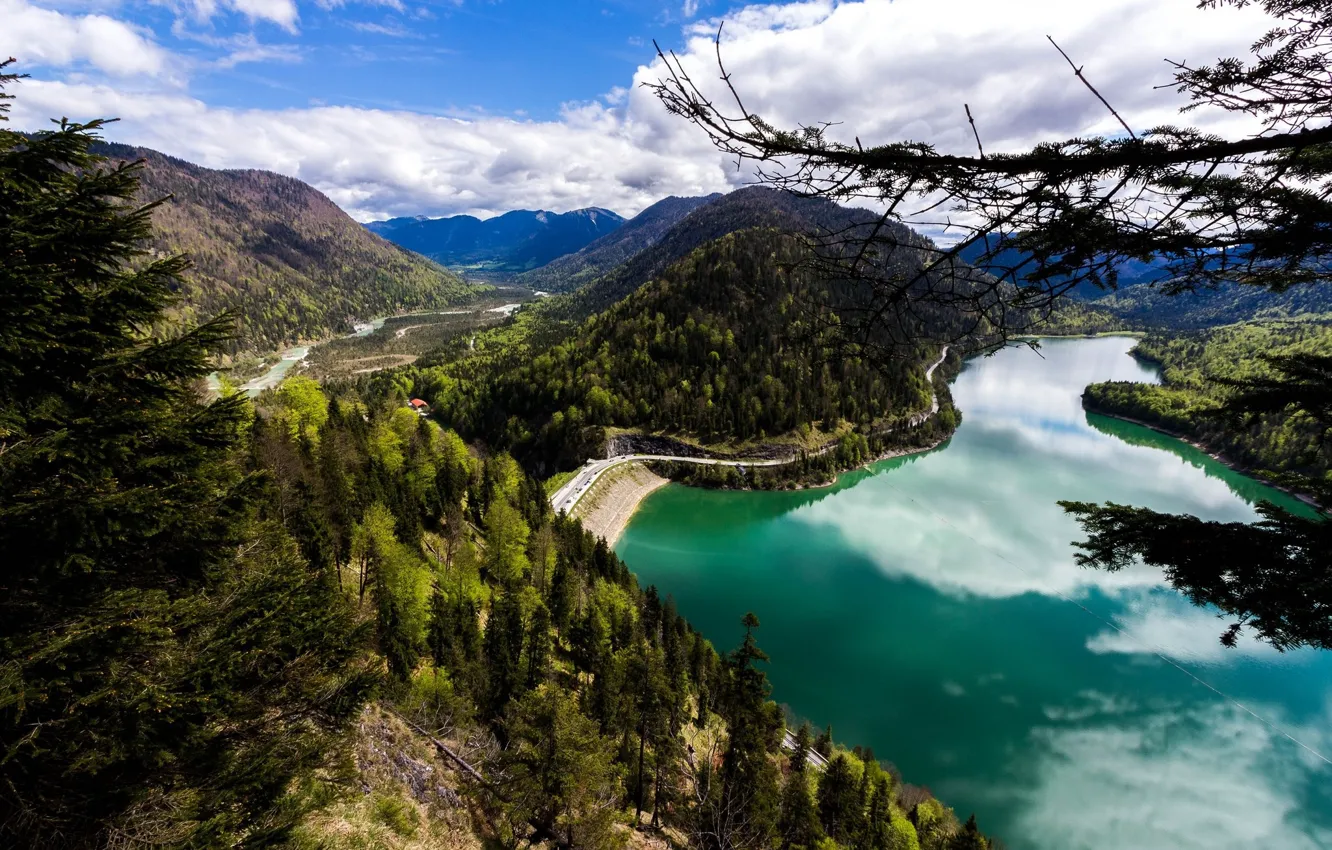 Photo wallpaper the view from the top, mountains, panorama, landscape