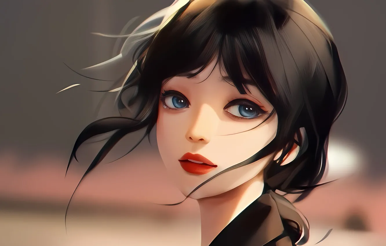 Photo wallpaper long hair, eyes, women, artwork