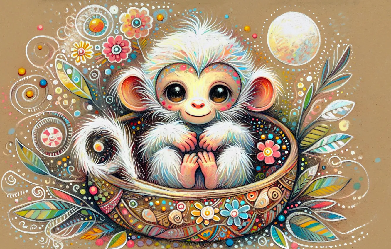 Photo wallpaper styling, monkey, monkey, AI art, neural network