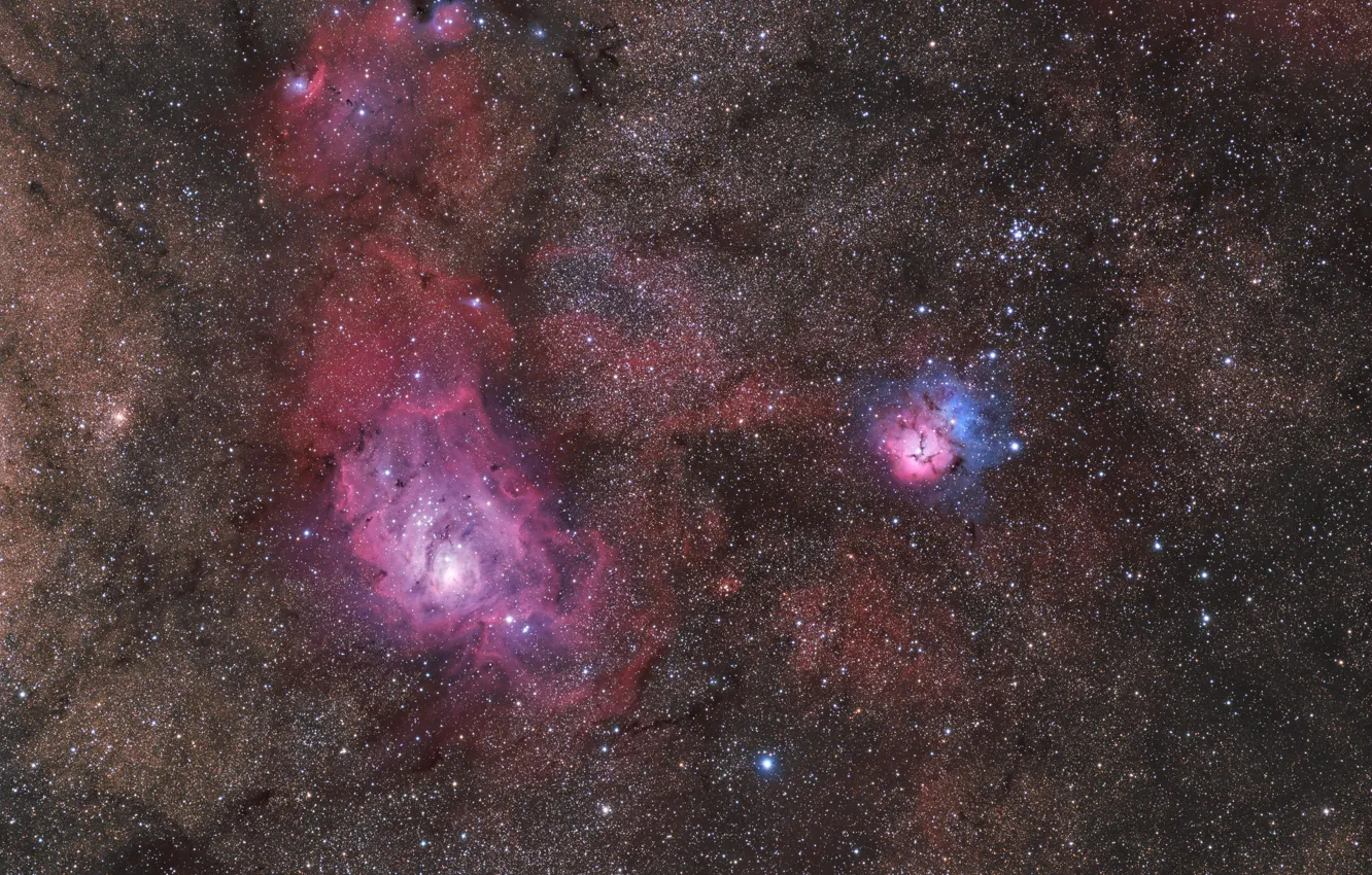 Photo wallpaper space, nebula, M20, Messier, NGC 6559