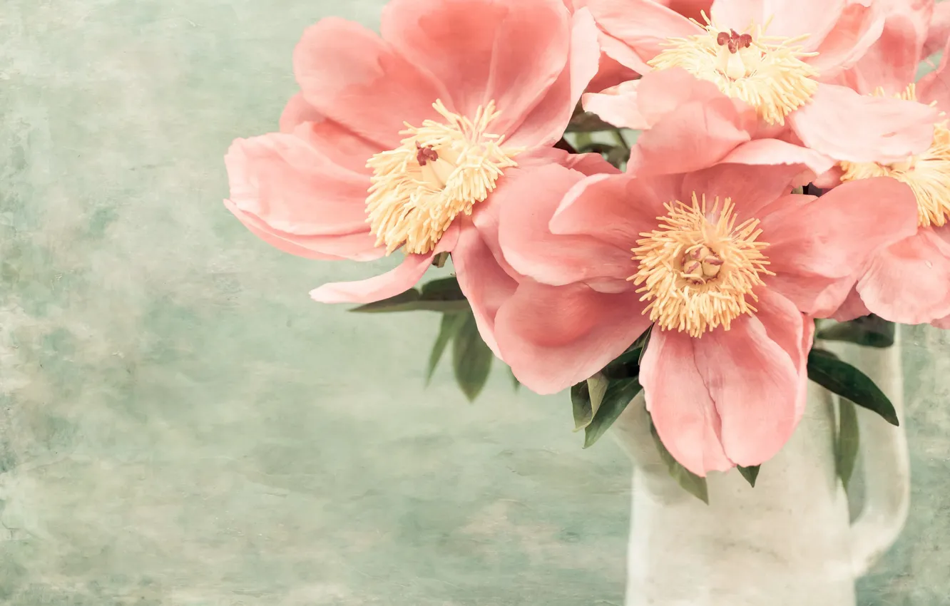 Photo wallpaper bouquet, petals, peonies