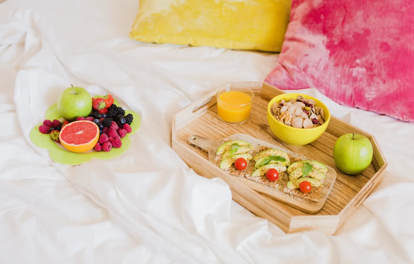 Photo wallpaper berries, Breakfast, sandwiches