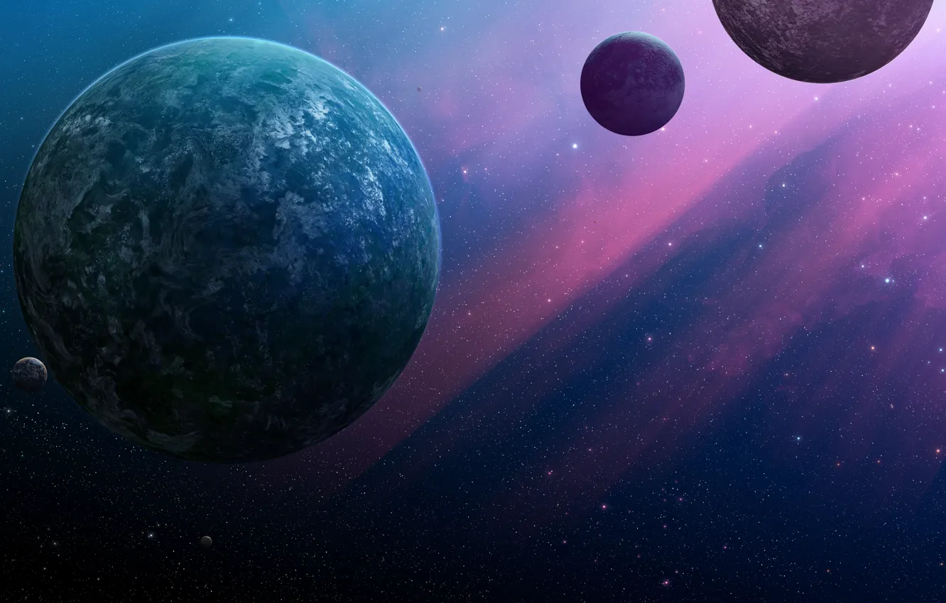 Photo wallpaper stars, planet, the dark background, JoeJazz