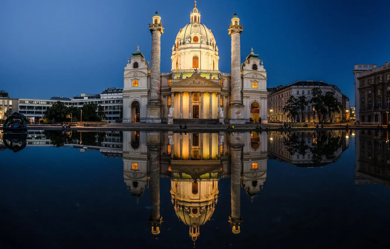 Photo wallpaper the city, the building, the evening, architecture, Vienna, Wieden