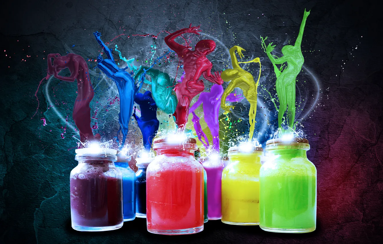 Photo wallpaper paint, silhouette, Bank