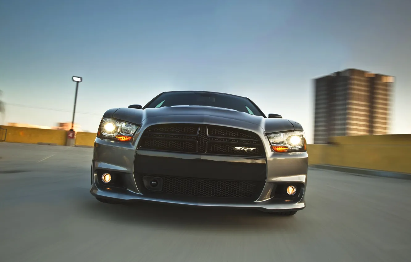 Photo wallpaper Auto, Machine, Grille, Dodge, Lights, charger, the front