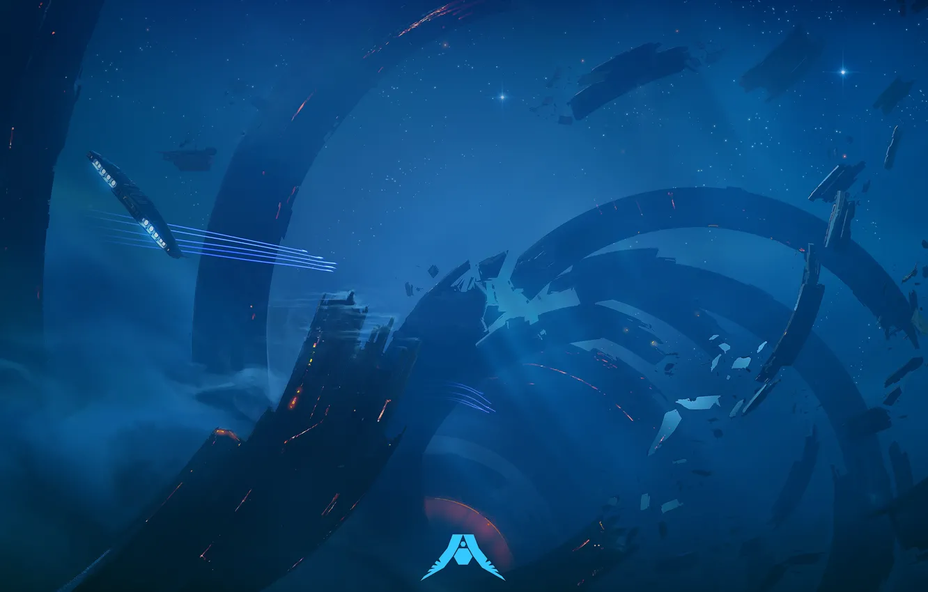 Photo wallpaper stars, station, ring, ruins, strategy, mother, Homeworld, mothership