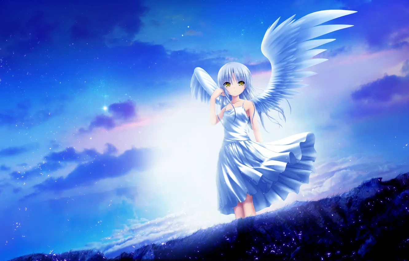 Photo wallpaper the sky, girl, wings, angel, Kanade Tachibana, Angel Beats!, Angel Beast!
