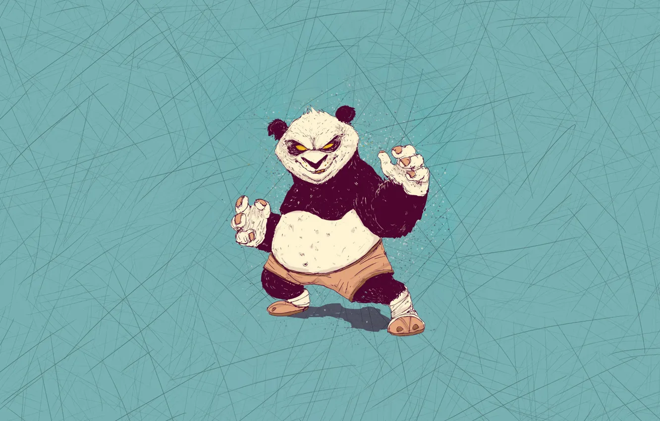 Photo wallpaper Minimalism, Panda, Background, Art, Helix, Kung Fu Panda, Character, Kung fu Panda