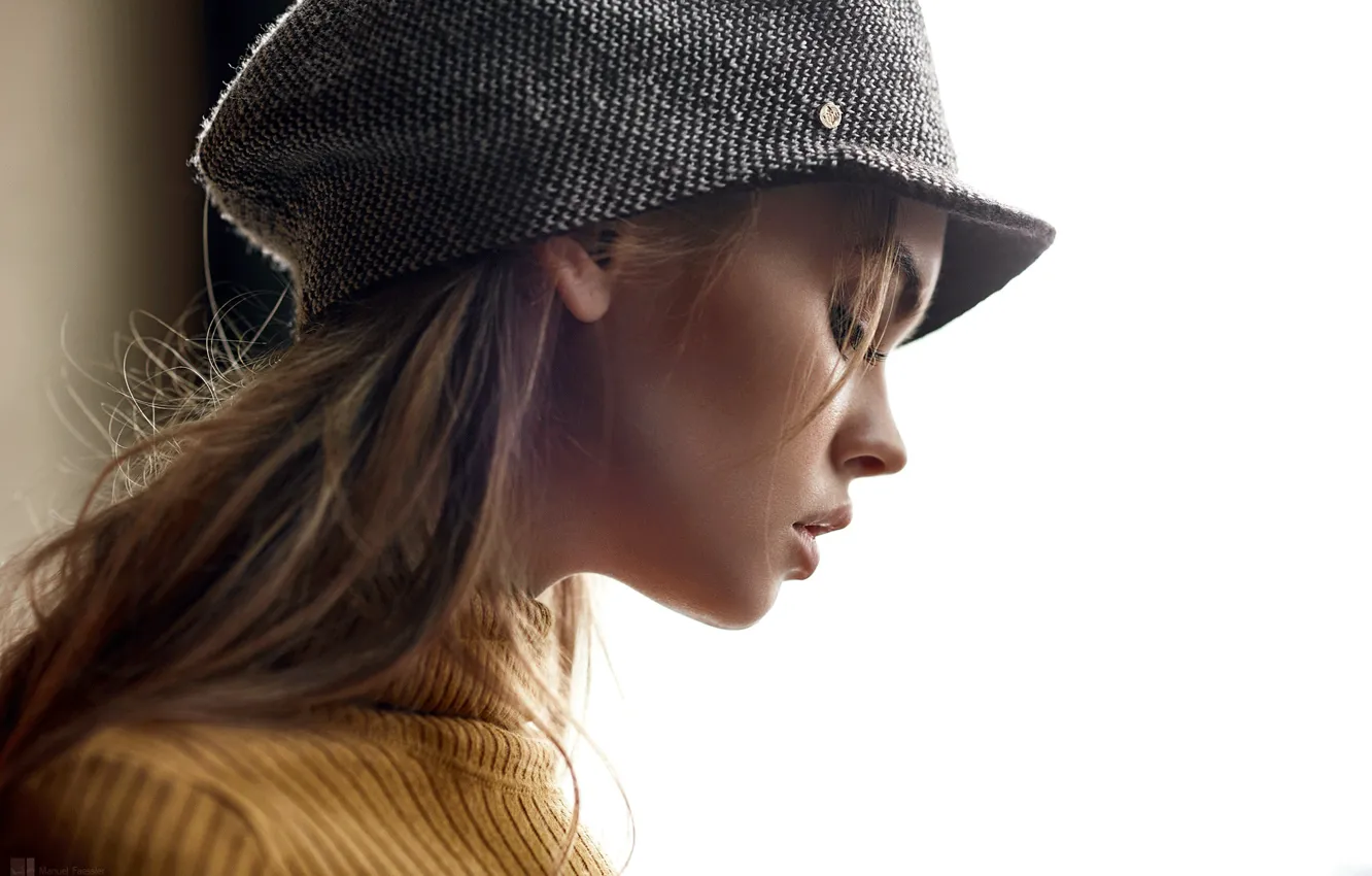 Photo wallpaper face, portrait, profile, cap, Anastasia Shcheglova, Manuel Faessler