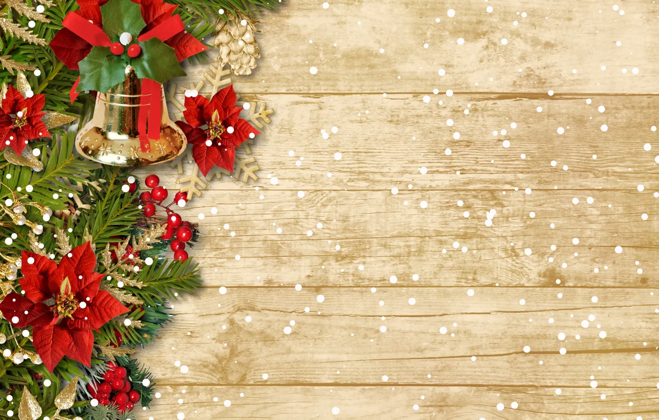 Photo wallpaper winter, snow, decoration, tree, New Year, Christmas