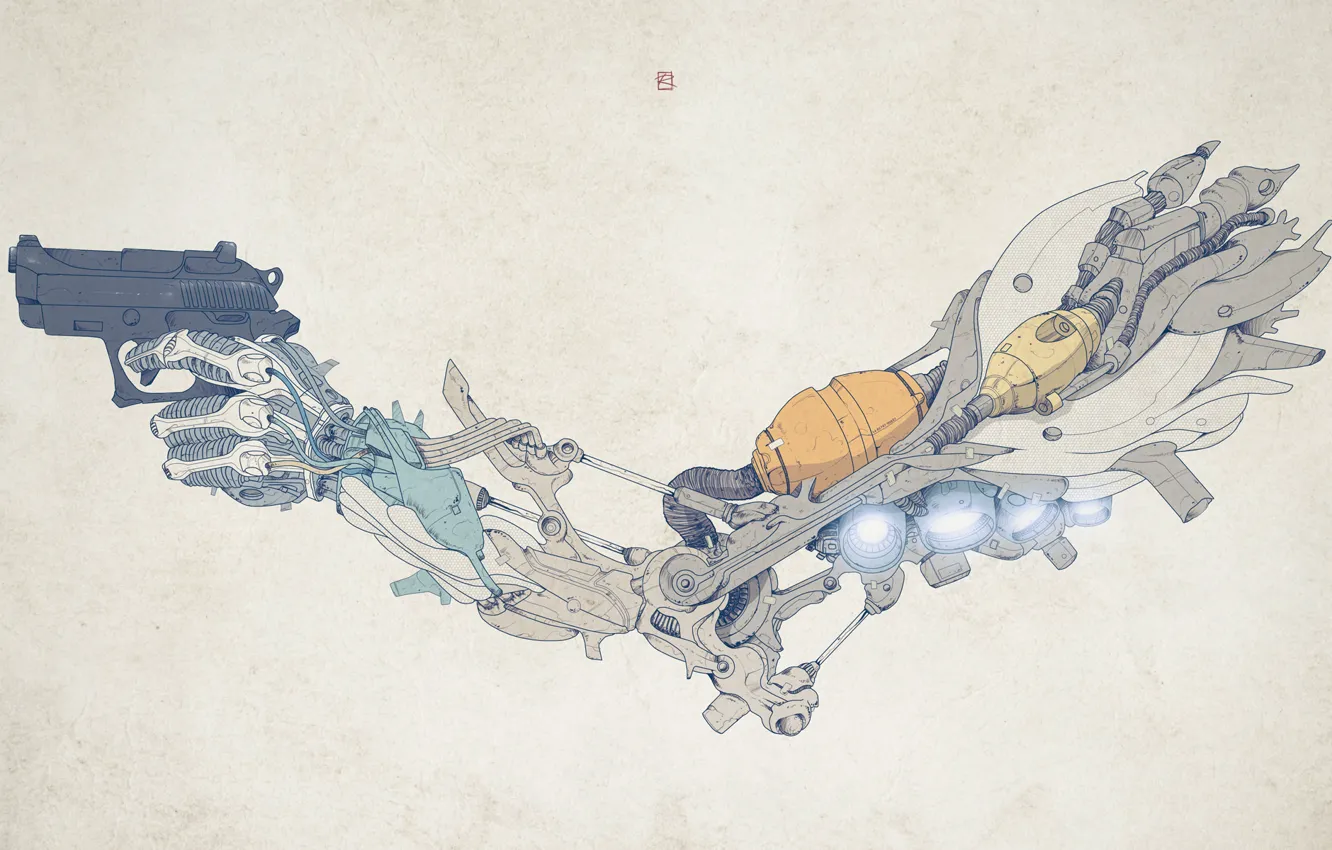 Photo wallpaper style, gun, weapons, hand, pistol, details, weapon, style