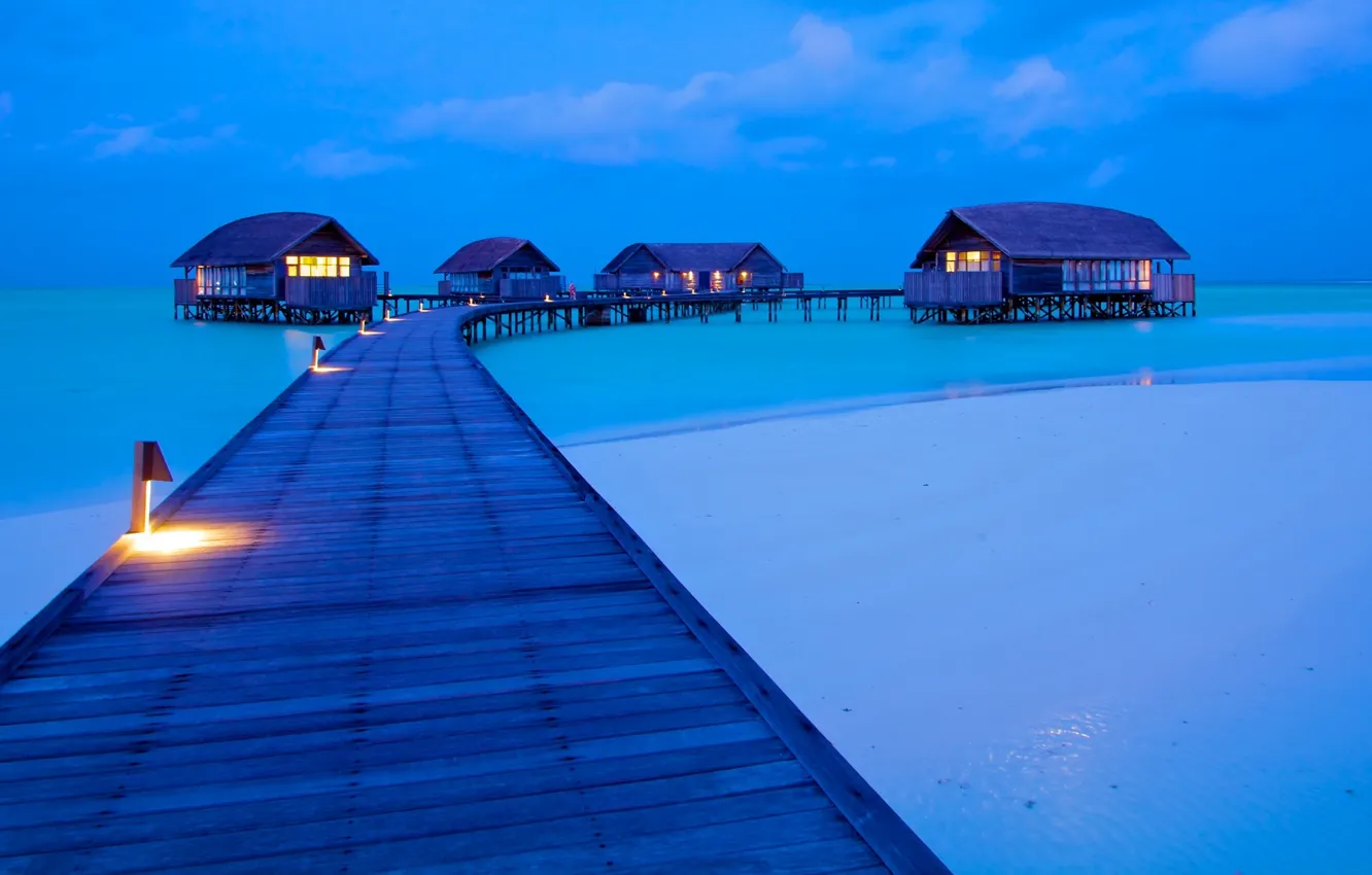 Photo wallpaper the ocean, the evening, pier, resort, Tropical paradise