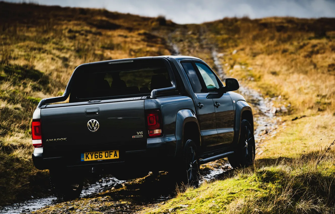 Photo wallpaper Volkswagen, pickup, Amarok, Black Edition, stern, 2019