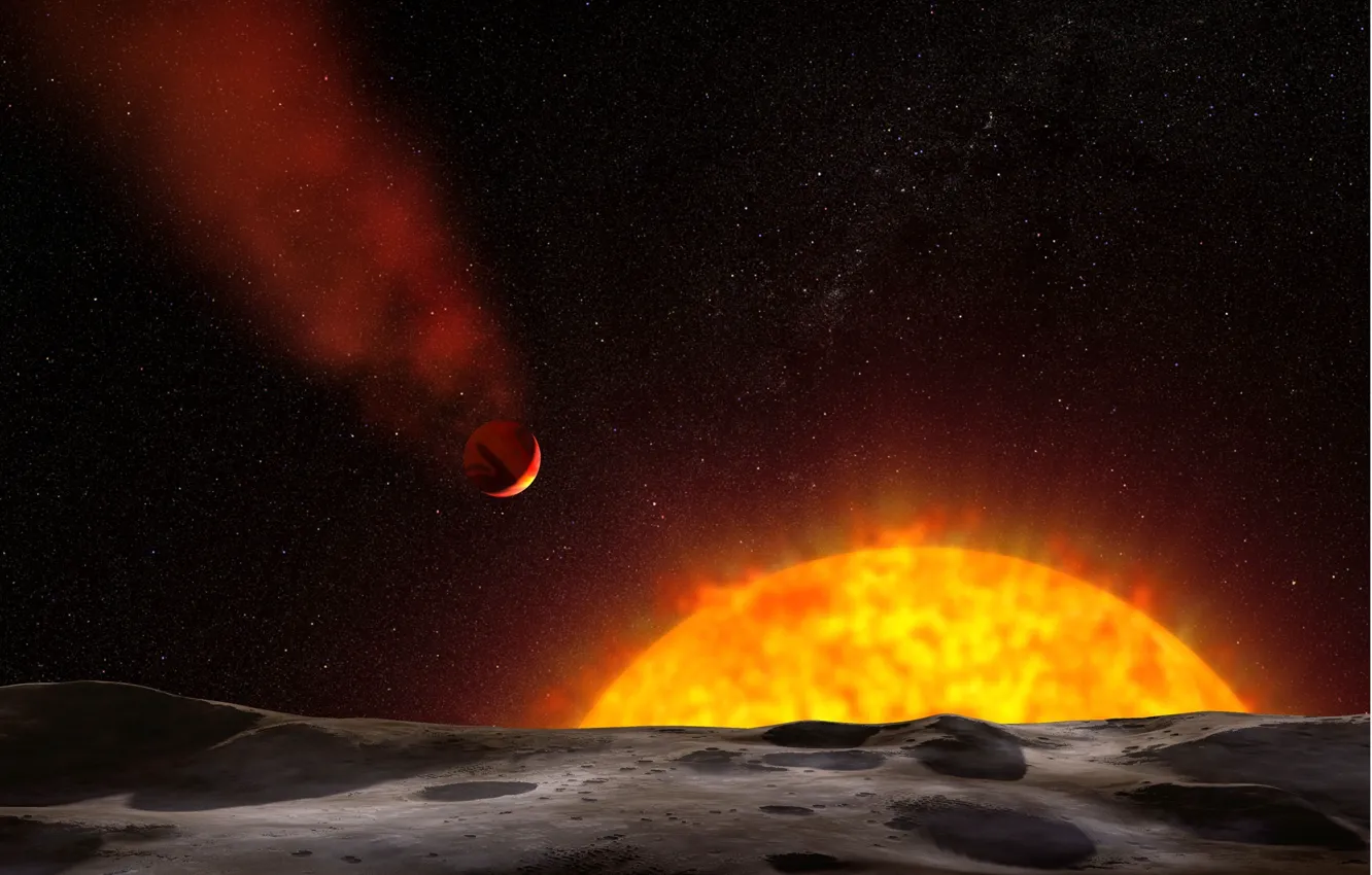 Photo wallpaper stars, surface, satellite, gas giant, exoplanet, the planetary system, yellow dwarf, the constellation Pegasus