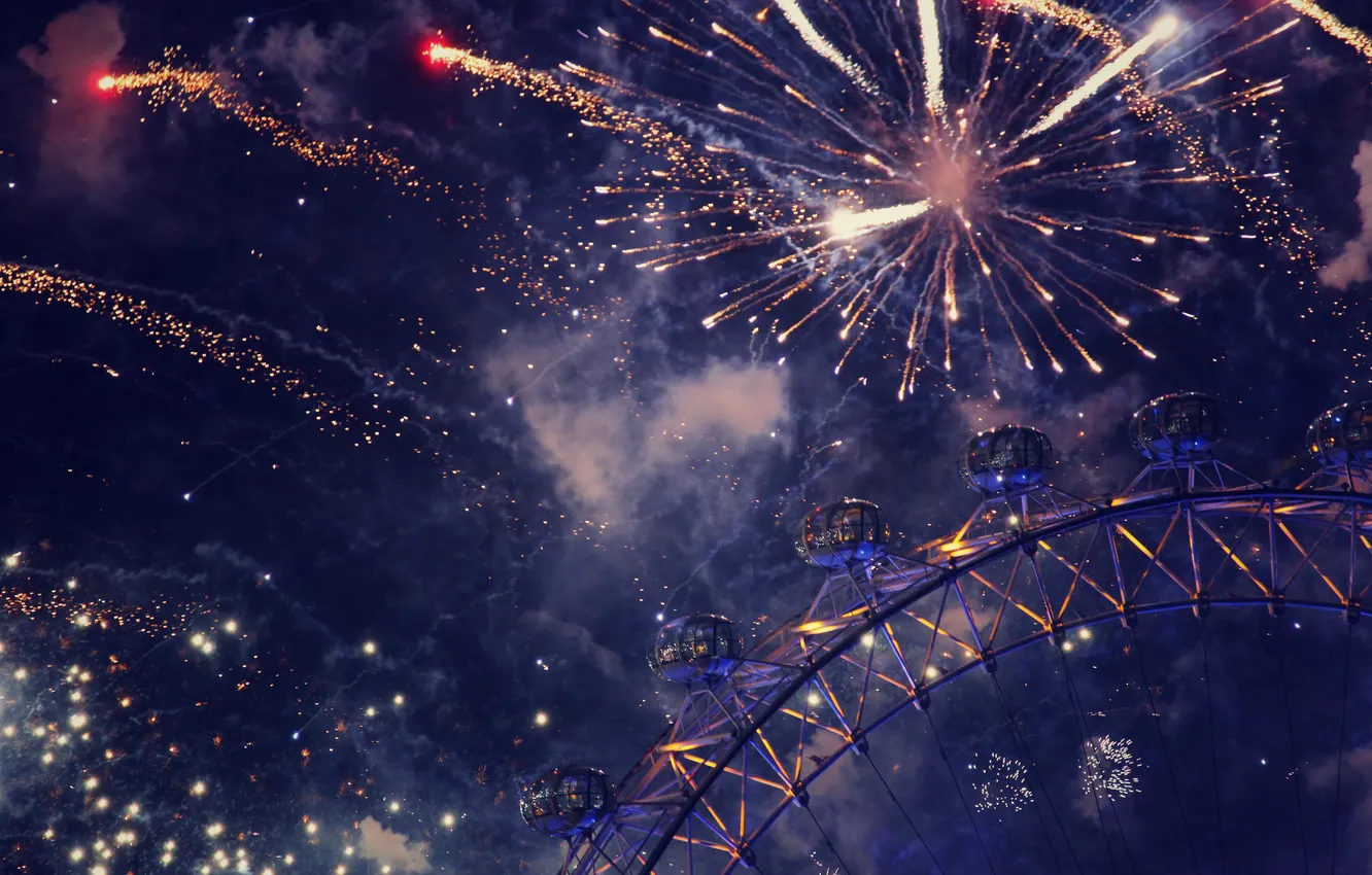 Photo wallpaper salute, wheel, the fireworks