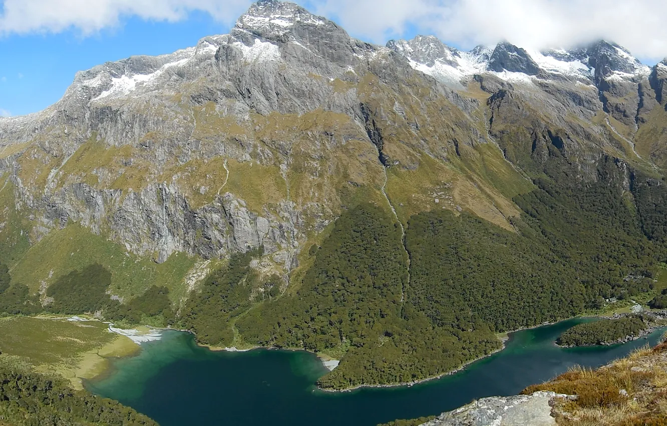 Photo wallpaper the sky, mountains, lake, New Zealand, panorama, New Zealand, Lake Mackenzie