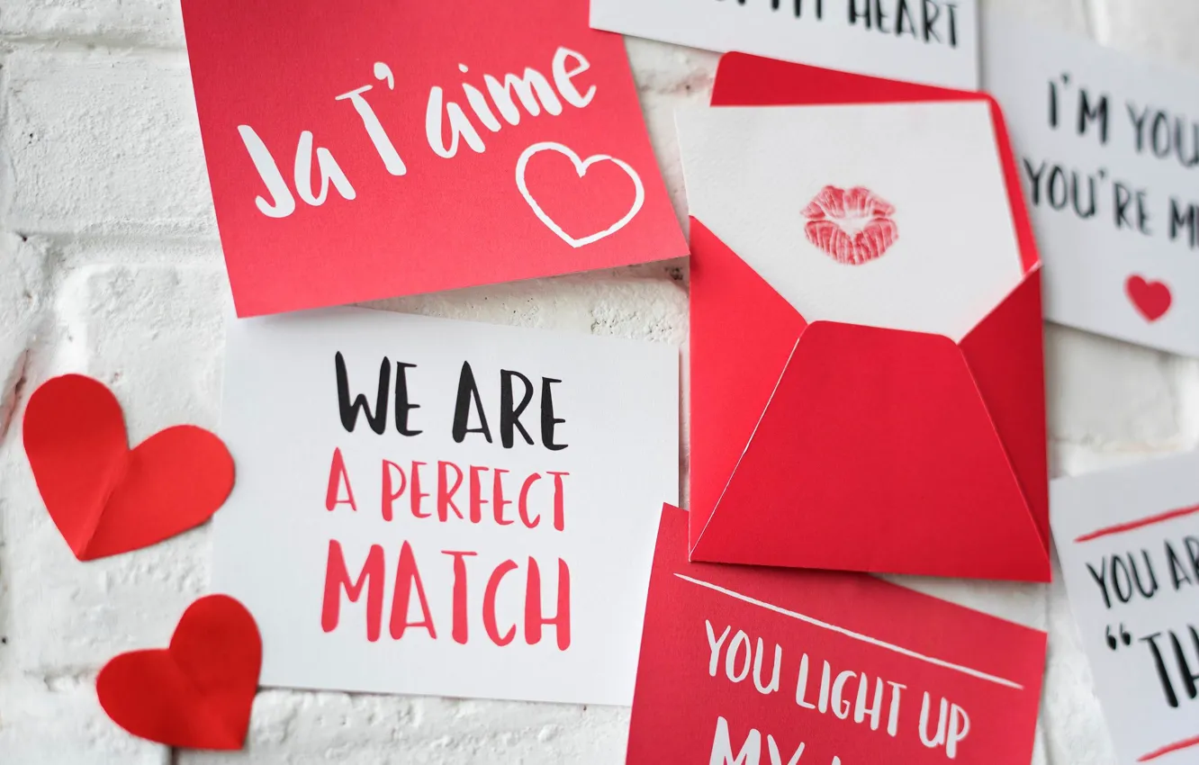 Photo wallpaper paper, the inscription, hearts, the envelope